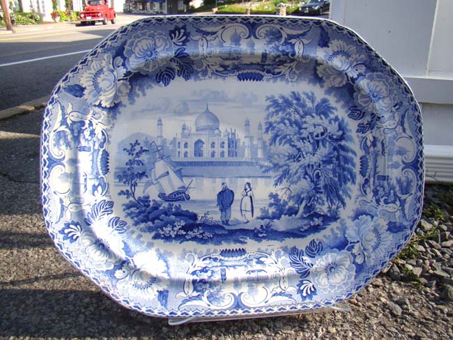 A fine 19th century Staffordshire 21" platter from the "Oriental Scenery" series circa 1835
